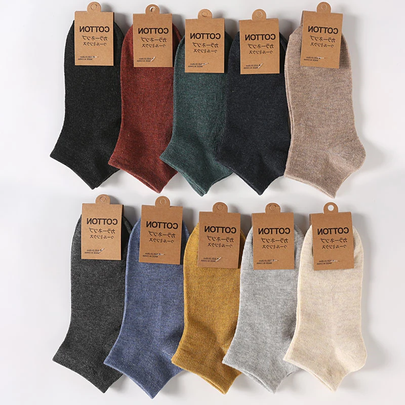 Cotton Men Socks Pack Breathable Socks Set High Quality Short Socks Black Ankle Short Gift For Man Size 38-44 Sox 5 Pairs 1 Lot