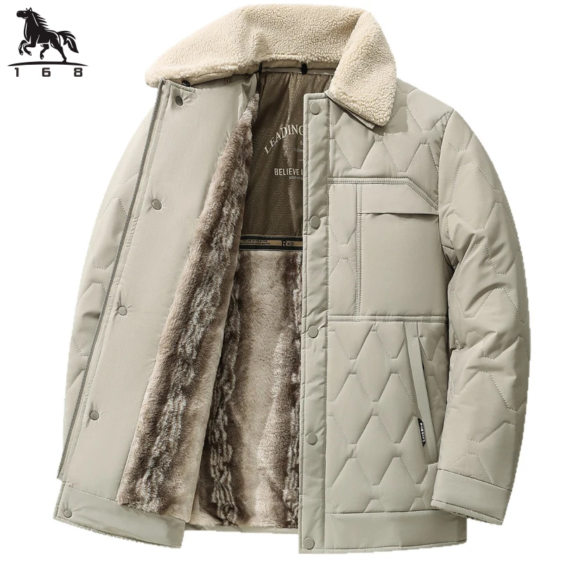 

mens Parka Men's Jacket company Winter New Adding fleece down jacket Solid color Warm Jackets men business leisure coat 2566A