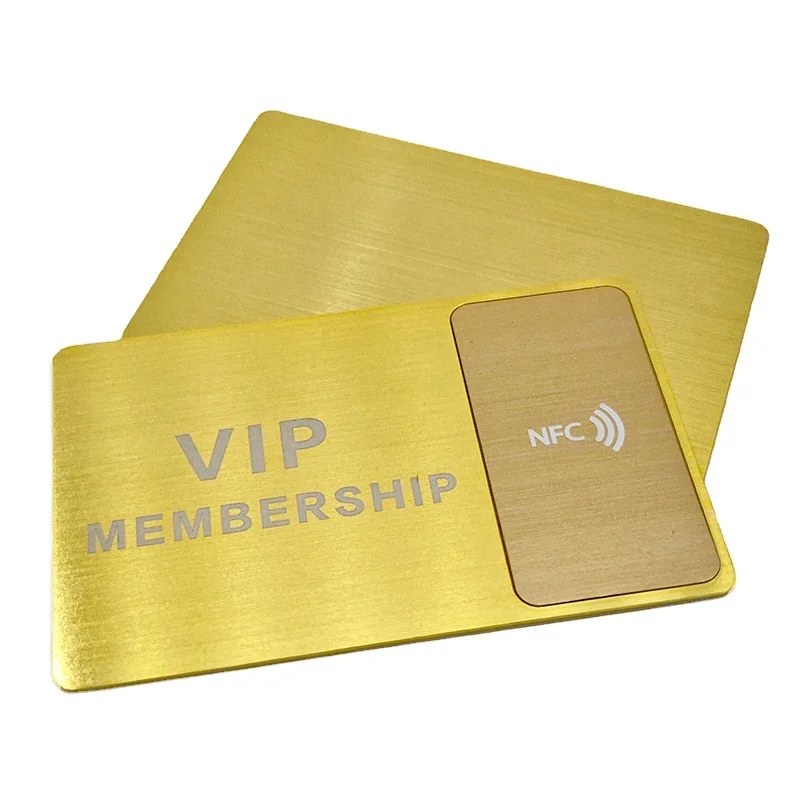 custom，custom,Brushed Gold RFID NFC Metal Card Membership Club Management NTAG213 RFID Metal Card