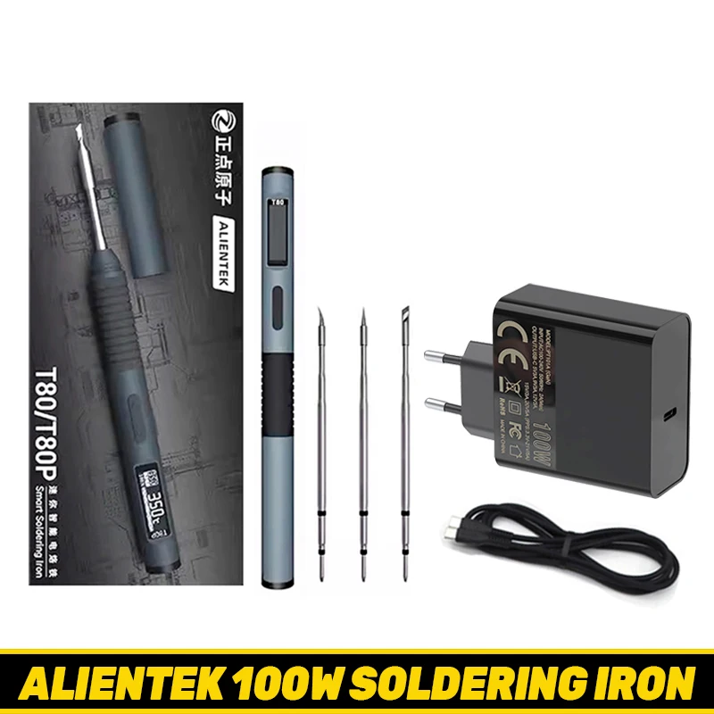 

ALIENTEK T80 Electric Soldering Iron 100W Adjustable Digital Display Automatic Sleep BGA Precision Soldering Iron Repair Tool