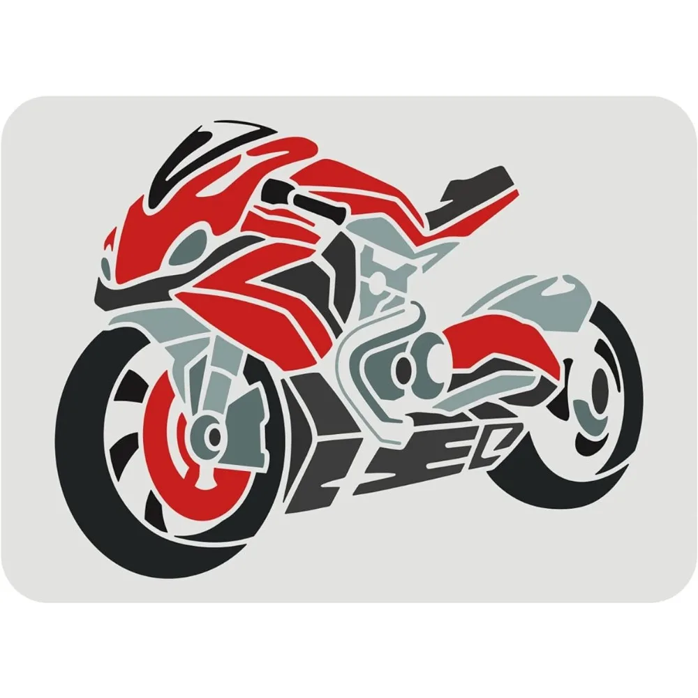 Motorcycle Stencil for Painting 11.7x8.3 inch Large Stencils Motorcycles Biker Stencil Reusable Vehicles Wall Stencil DIY Craft