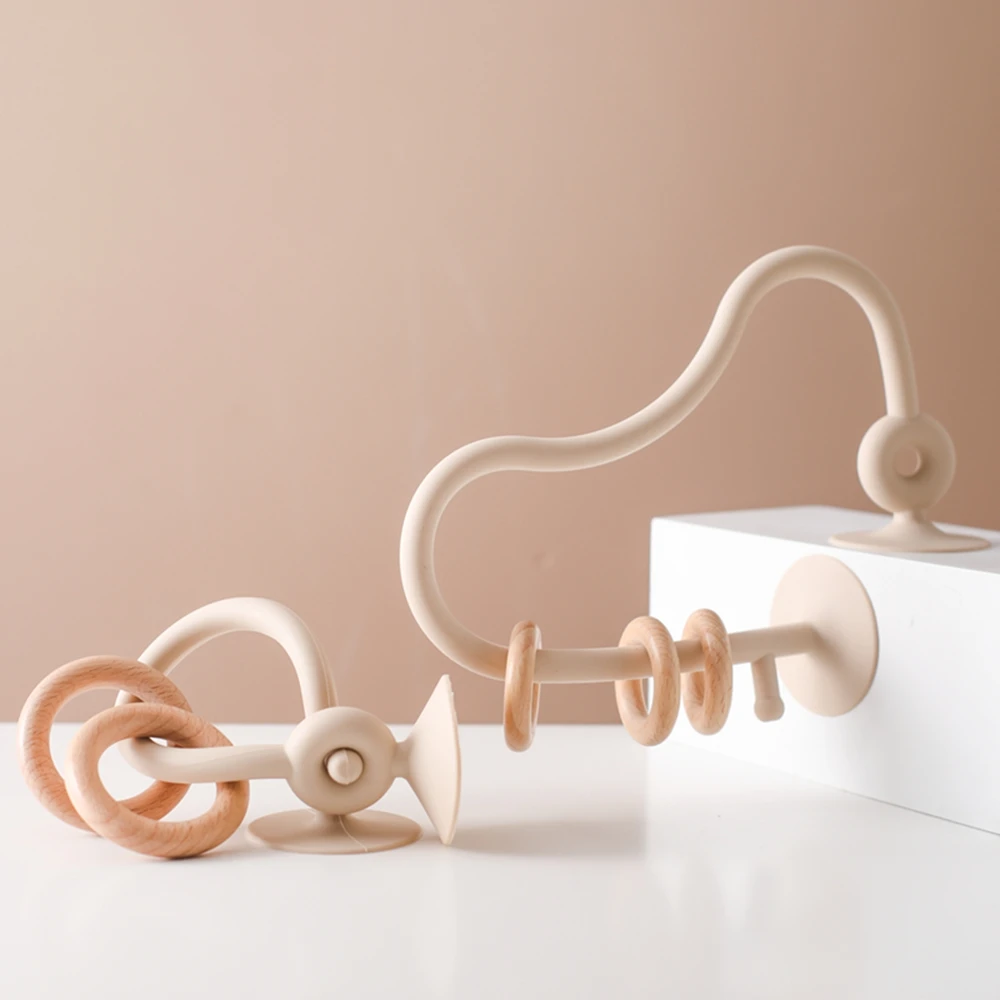 Baby Spielzeug Silikon Lernspielzeug Säugling Montessori Spielzeug Zahnen Track Labyrinth Holz Achterbahn Perle Baby Zubehör Beißring – Detail 17