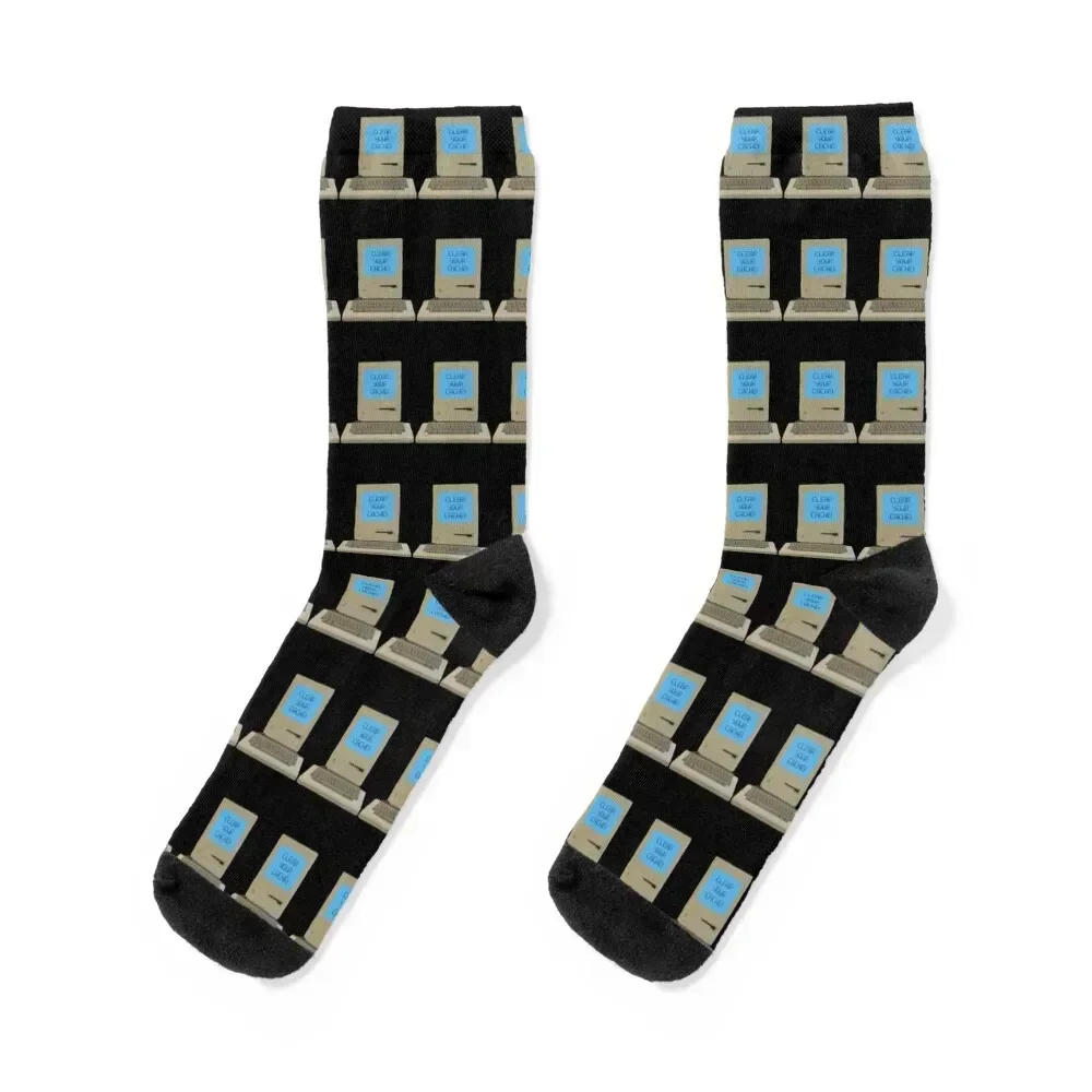 

Clear Your Cache - Blue Socks retro christmas gift winter Socks Women Men's