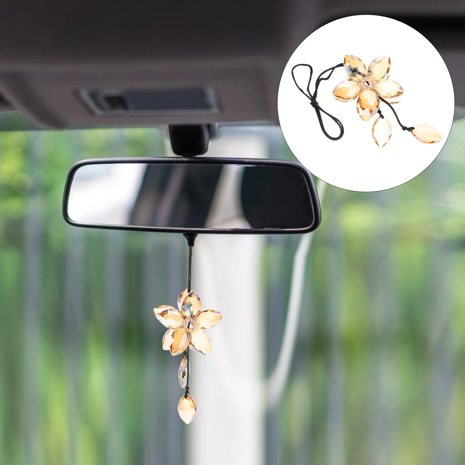 

1Pcs Rearview Mirror Hanging Crystal Pendant Rhinestone Heart Colorful Beads Car Interior Decor Window Curtain Ornament