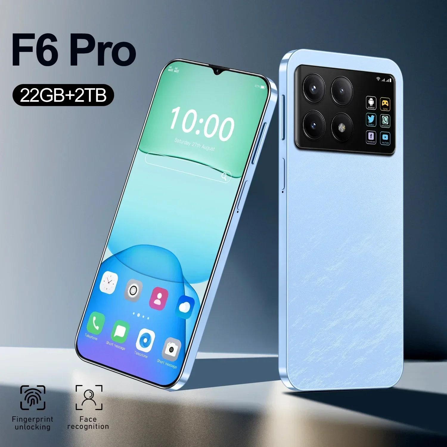 Original F6 RRO Smartphone 7.3inch Global Version 22G+2TB Snapdragon 8 gen3 Android14 50+108MP 4G/5G Cellphone Mobile Phone NFC