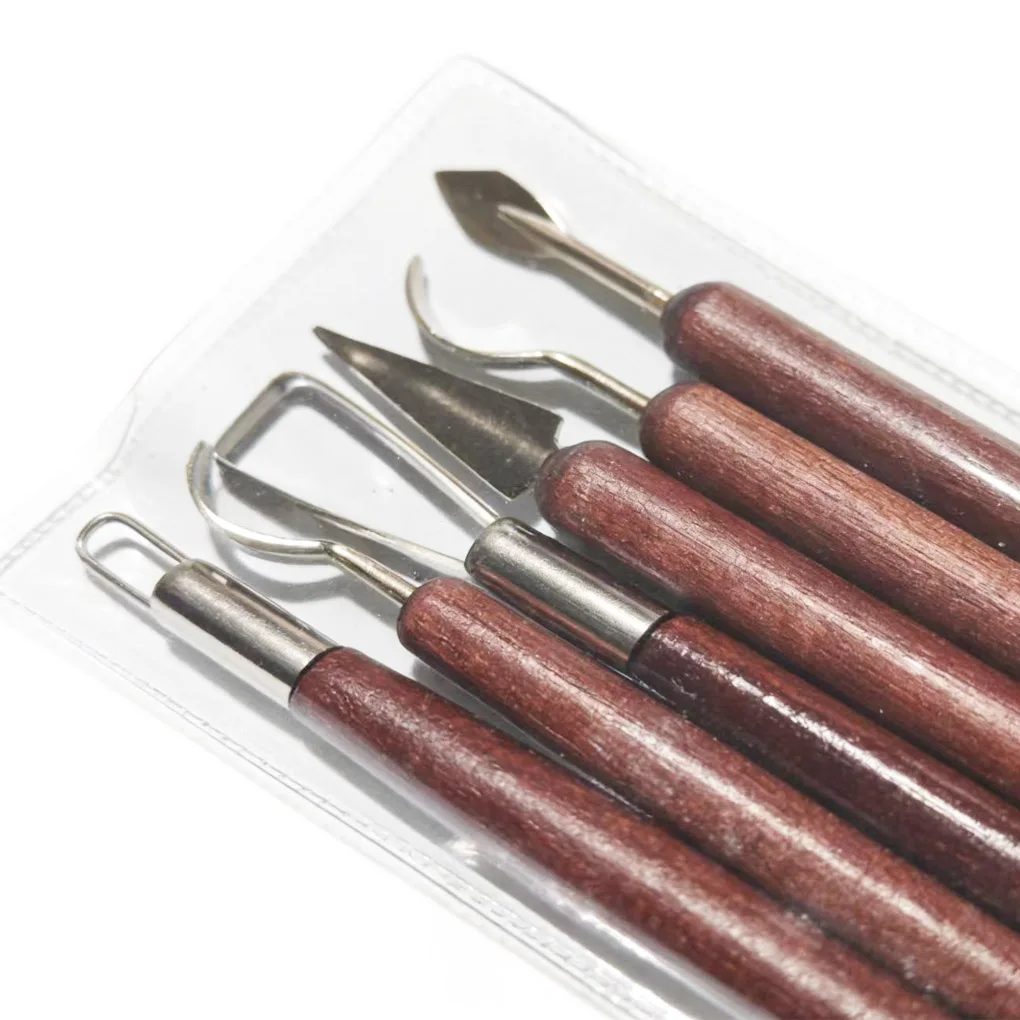 

30Pcs Pottery Carving Knife Tools Polymer Clay Sculpting Tools Modeling Repairing Ceramics Kit with Dark Red Wood Handle