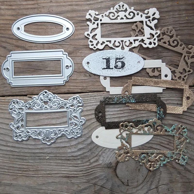 Etikettenrahmen, Metall-Stanzformen, Schablonen für DIY Scrapbooking, Fotoalbum, dekorative Prägung, DIY, Papierhandwerk ﻿