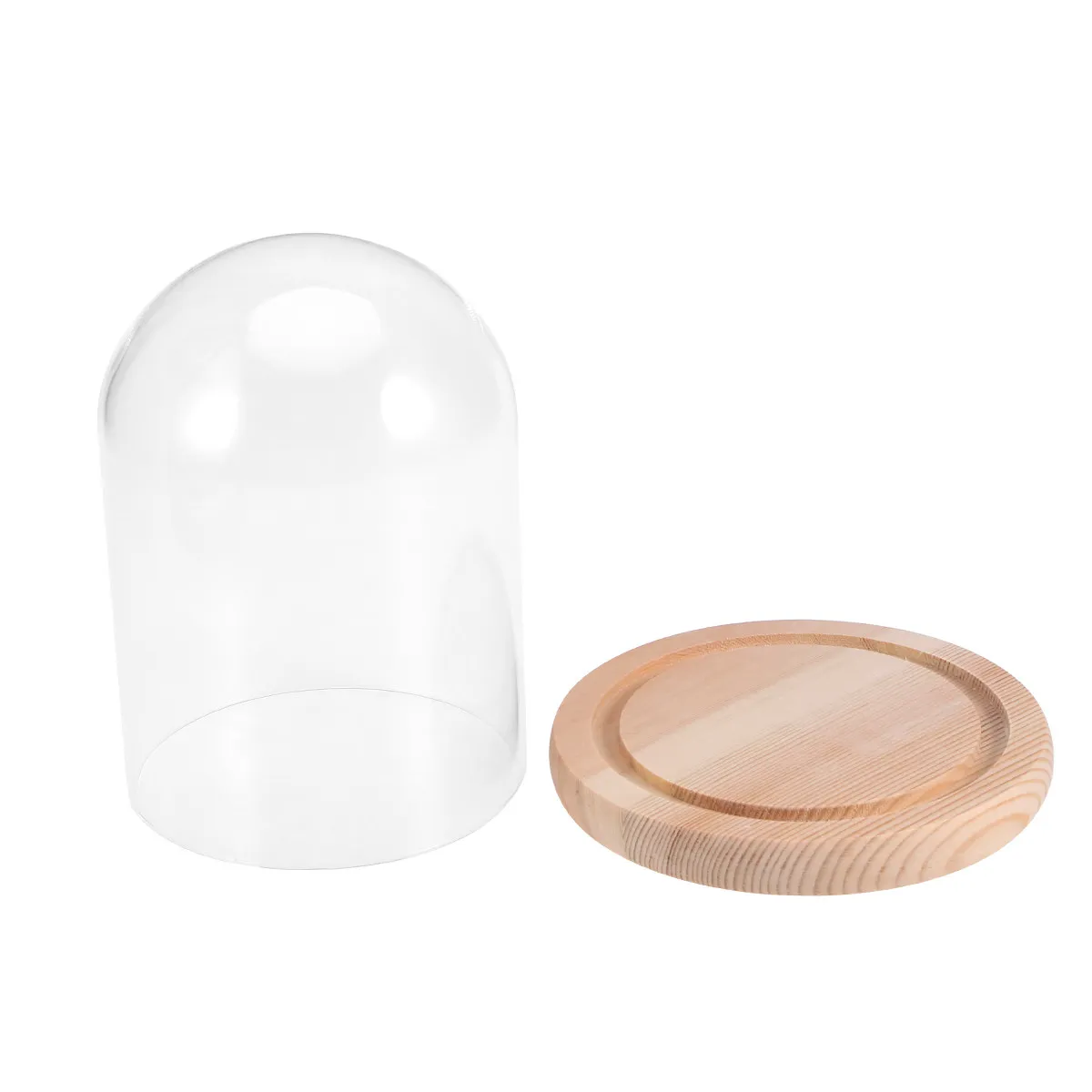 Micro Landscape Glass Dome 9x12cm with Wooden Base – Dustproof Eternal Flower Display for DIY Gifts & Valentine’s