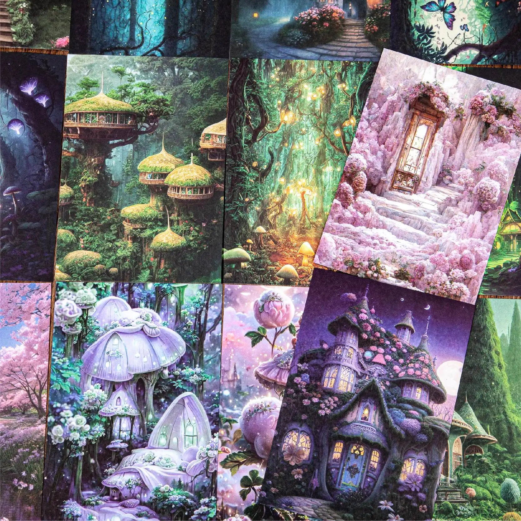 20 Sheets Dream Forest Series Vintage Fairy Castle Material Paper Creative DIY Junk Journal Collage Decor Stationery