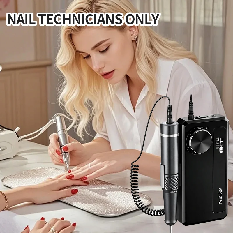 Professional 45000RPM Electric Nail Drill Portable Rechargeable Low-noise Nail Sanding File Nail Tool Nail Drill Polisher