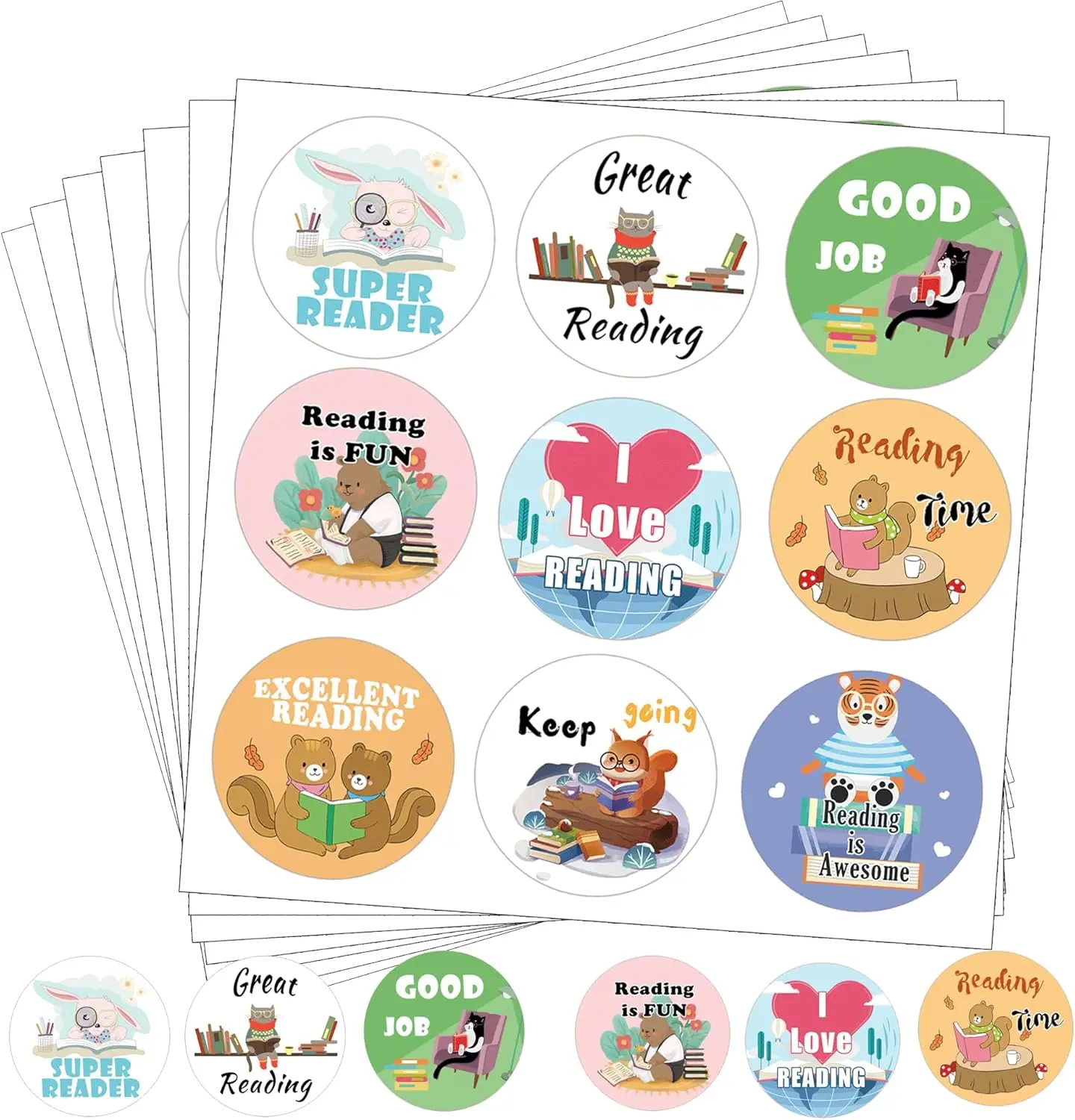 Motivational Reading Stickers for Kids 1 Inch Inspirational Reward Stickers 900 Pcs Fun & Colorful Reward Chart Labels to Encour