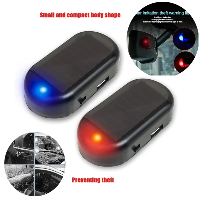 1-2PCS Solar Simulated Dummy Alarm - Wireless Car Anti-theft LED Flash Security Warning Light
