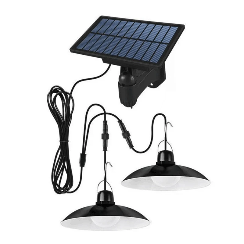 Lampu Gantung Tenaga Surya Lampu Gantung Tenaga Surya Lampu LED Tahan Air Luar Ruangan Dekorasi Lampu Gantung Dua Kepala untuk