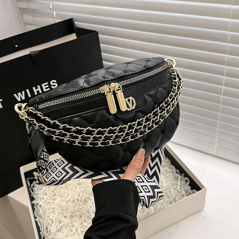 Artificial Leather Retro Small Luxury Designer Crossbody Bag Letter Shoulder Shopper Chain Belt Hip Female Purse