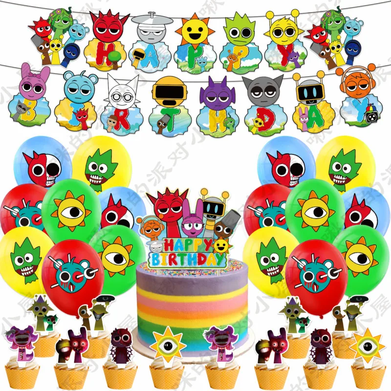 

Spronkis Rhythm Box Music Game Theme Party Birthday Decoration Balloon Flag Pulling 4 Set Background Cloth Scene Arrangement New