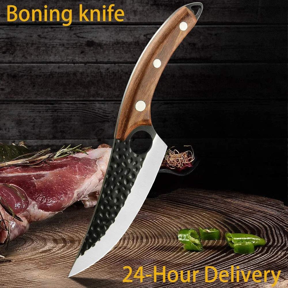 Cuchillos para deshuesar de acero inoxidable forjado hechos a mano, cuchillo profesional de 6 pulgadas con mango completo Tang