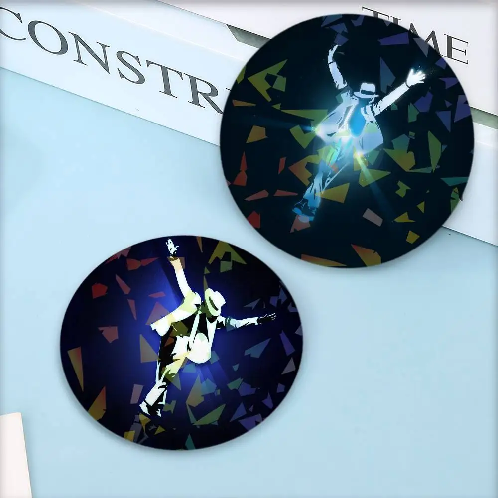 Super Star M-MiChAel J-JaCkson Round Badge Lapel Pins for Backpacks Briefcase Laser Brooch Clothes Gifts