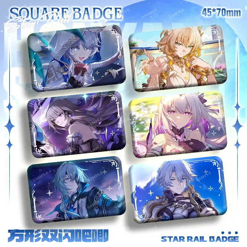 Game Honkai Star Rail New Square Badge Hysilens Castorice Phainon Cyrene Metal Brooch Anime Cosplay Accessories Anaxa Xmas Gifts