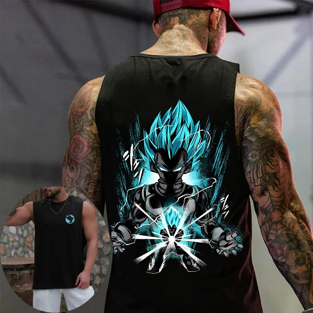 Dragon Ball hombres chaleco camiseta sin mangas Son Goku Vegeta verano Japón Anime primavera y otoño deportes Fitness correr al aire libre Top sin mangas