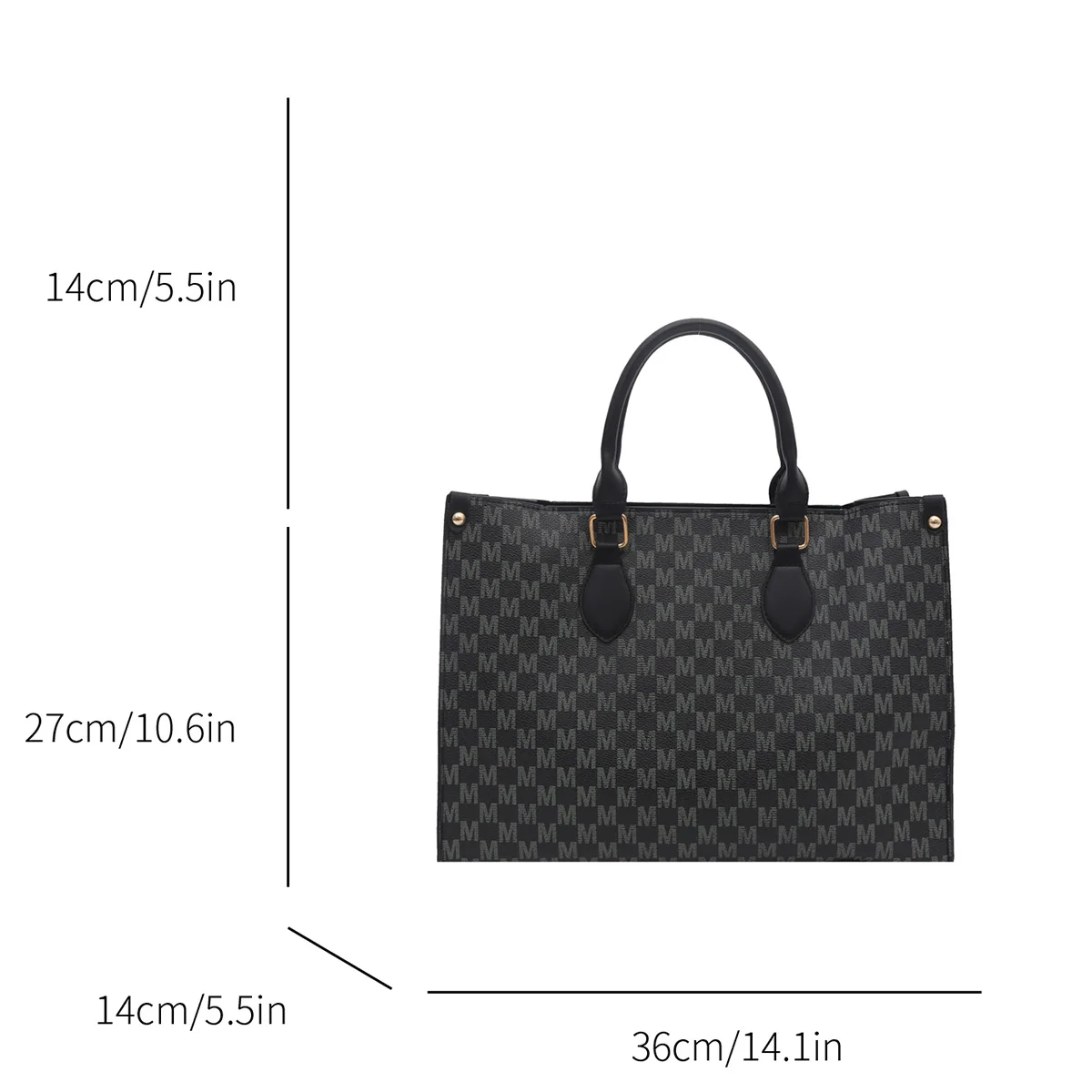 حقيبة يد نسائية فاخرة مع نمط M سطح أملس سعة كبيرة من البولي يوريثان مقاومة للماء وسحاب ومقابض مريحة للتنقل اليومي #2