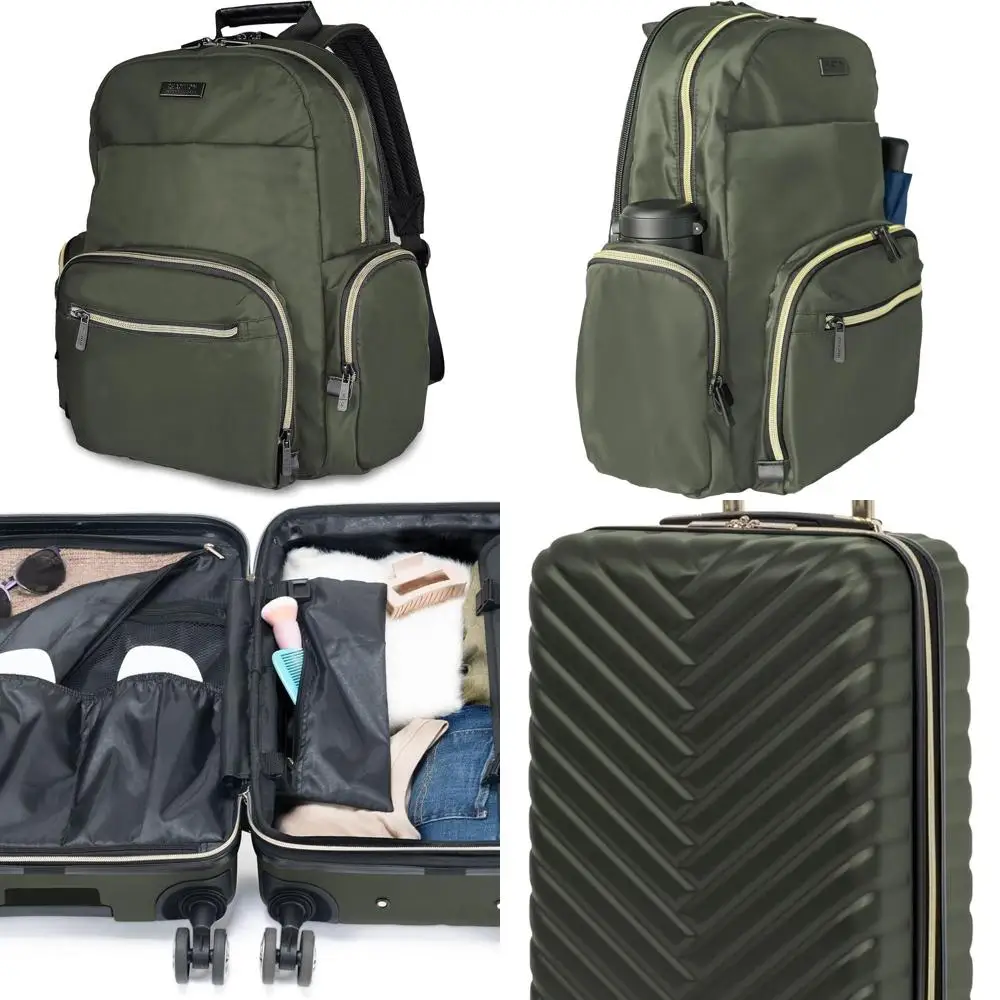 

Kenneth Cole Madison Square 2-Piece Luggage Set: 20 Expandable Spinner & Olive Backpack