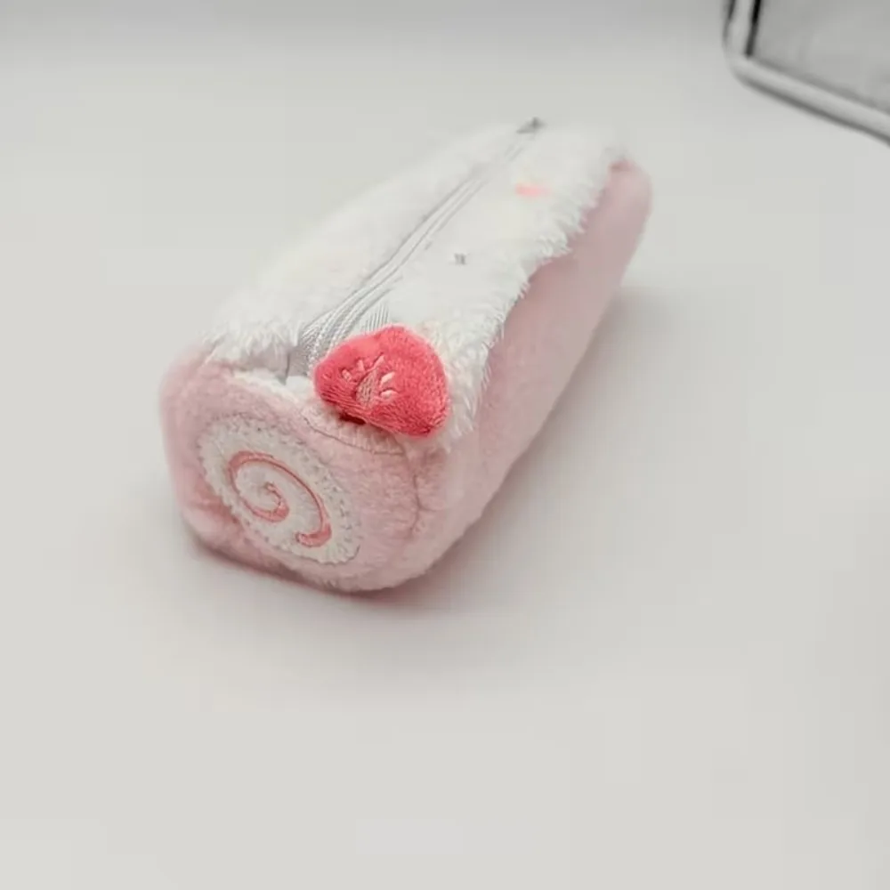 Cute Kawaii Swiss Roll Cake Plush Desktop Large Capacity Storage Pencil Case Zipper Pouch Cosmetic Bag Girl Student Gift image 5