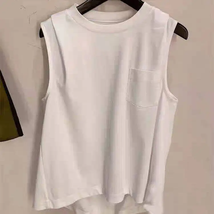 

SAC Summer Japanese Crew Neck Splicing Casual Loose Sleeveless Vest T-Shirt