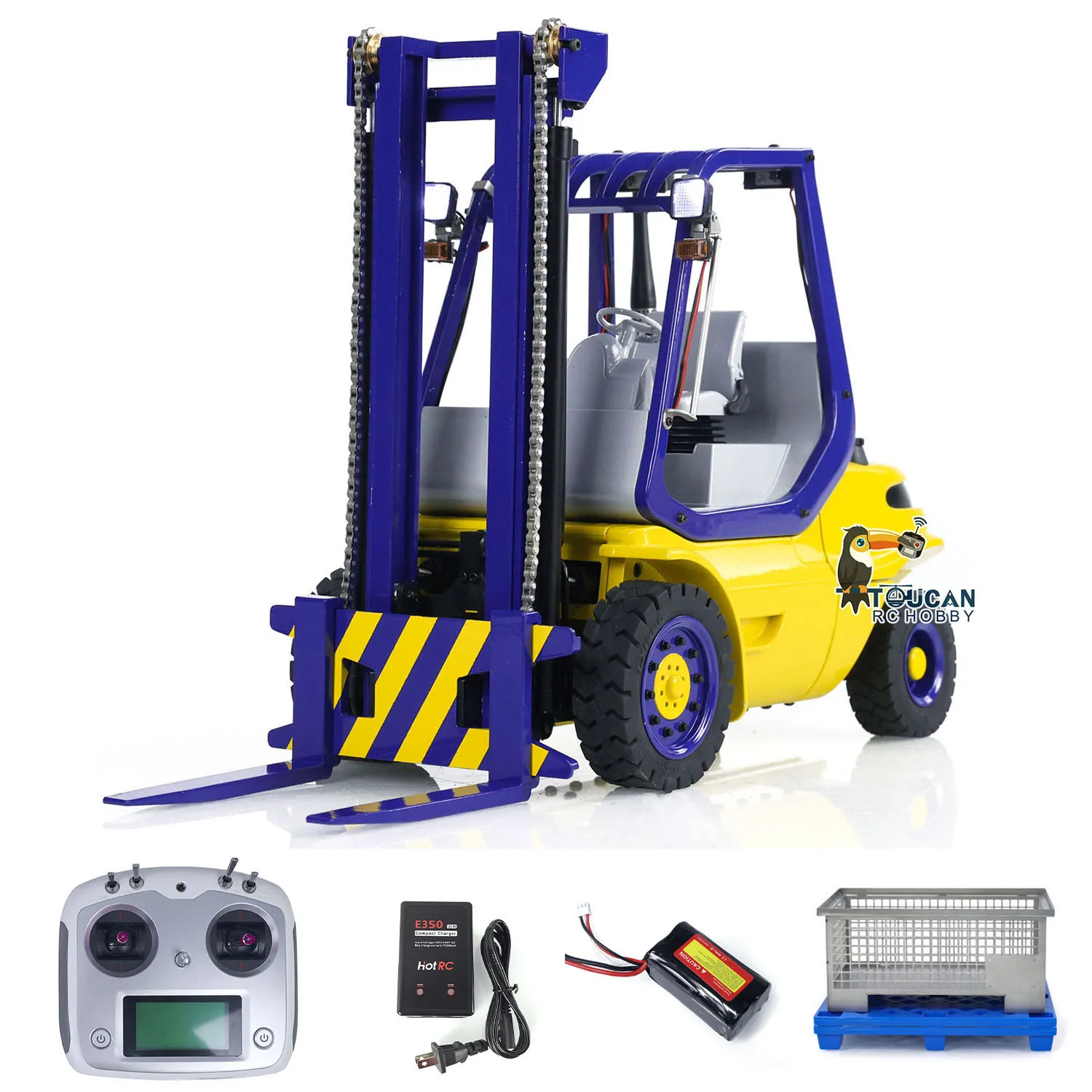 Spielzeug 1/14 RTR RC Hydraulischer Gabelstapler Metallräder Transfer DIY lackiert fertig Auto Gabelstapler LKW Licht Sound Modell THZH1983