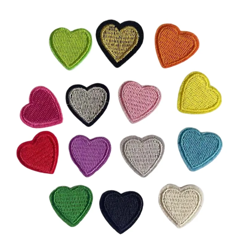 10PC/2.2*2.2CM,Tiny Heart Applique Patch Repair Clothes Sticker,Fabric Hearts Embroidery Iron on Patches for Clothing,Shirt,Shoe