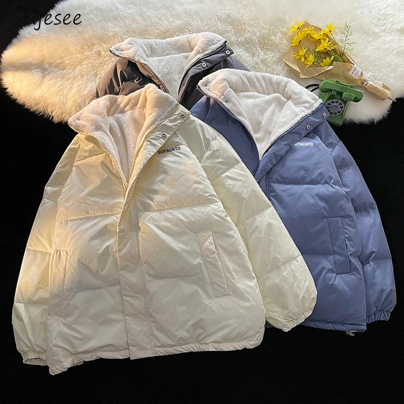 Kurze Stil Parkas Männer Brief Zipper Design Ulzzang Einfache Mode Lässig Winter Neue Warme Beliebte Outwear Stehkragen College