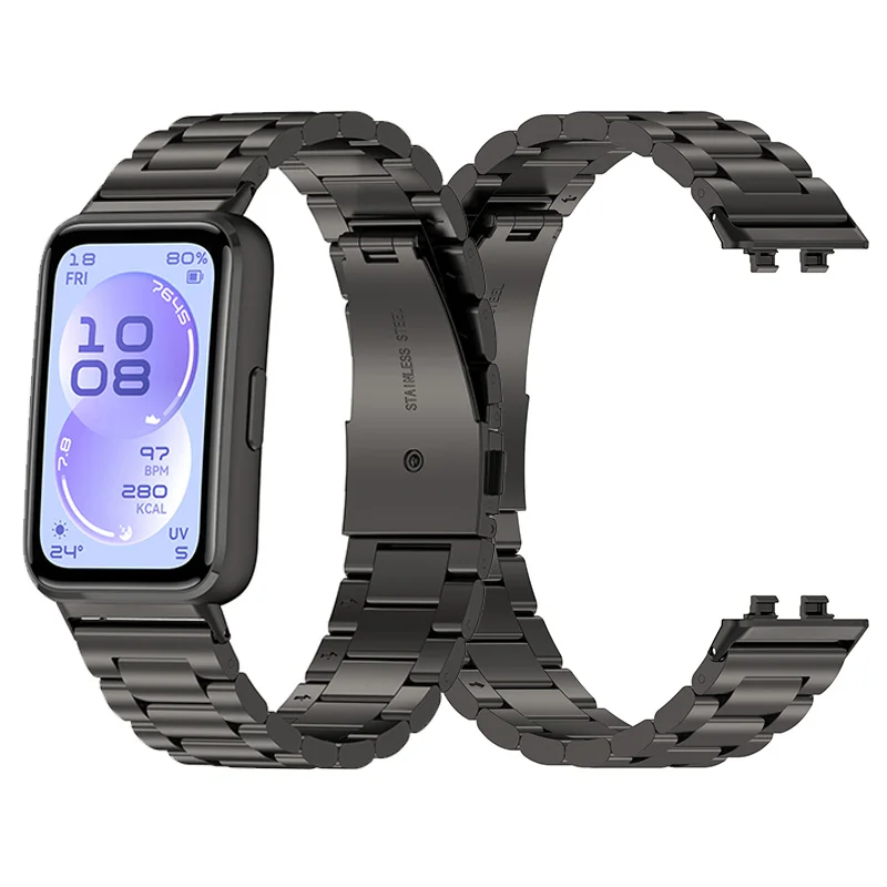Three-bead Stainless Steel Strap for Huawei Band 11 / 11 Pro Wristband Metal Strap