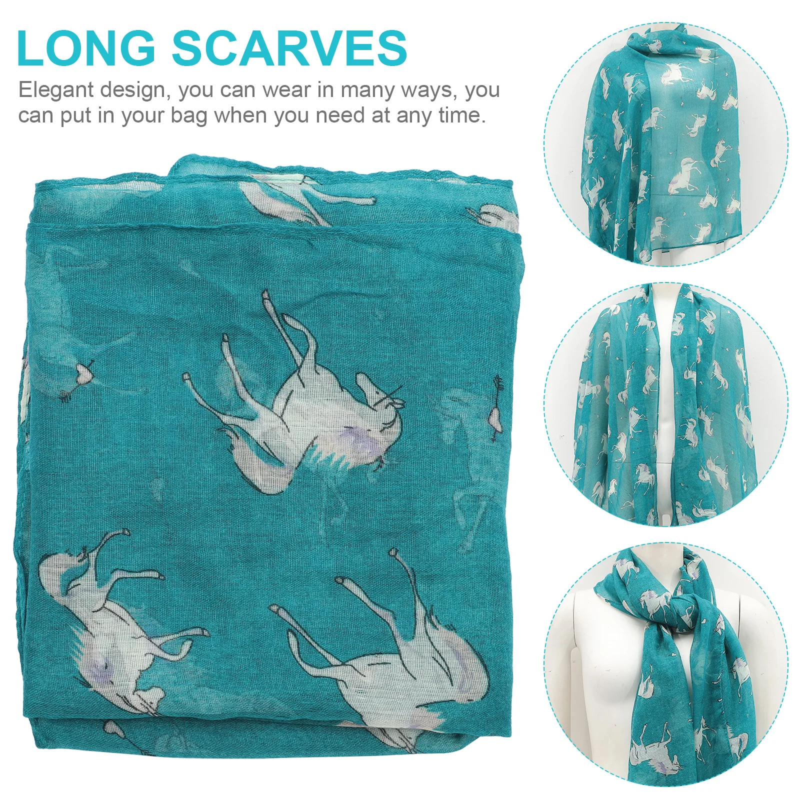 

Unicorn Scarf Cotton Women Long Shawl Stole Wrap Lightweight Fall Winter Gift Mini Print Scarves Accessories Soft