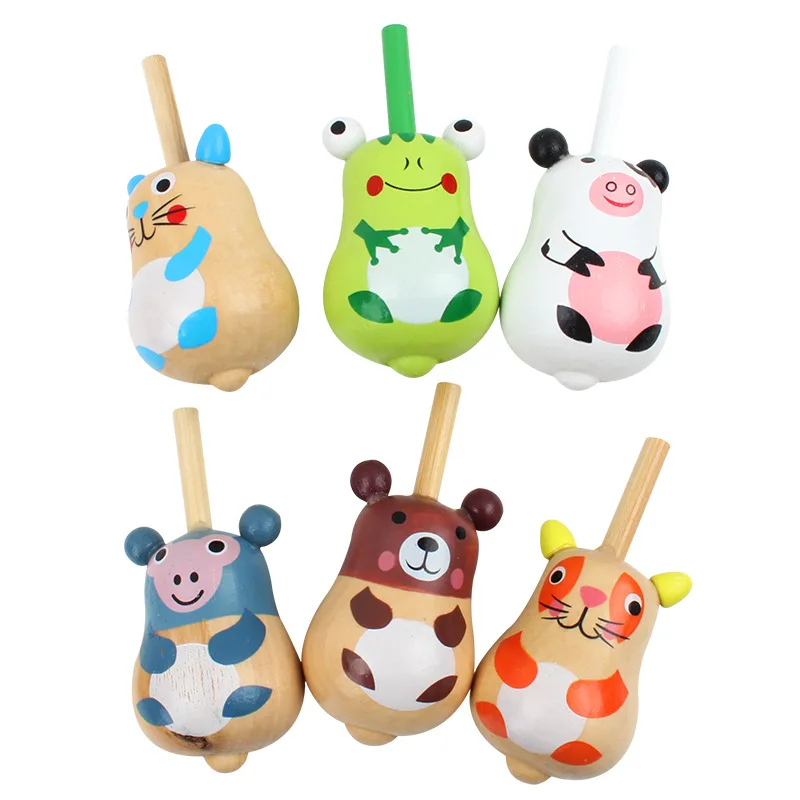 3Pcs Cute Wooden Animal Milk Cow Spinning Top Toys for Kids Birthday Party Favors Baby Shower Pinata Fillers Kindergarten Prizes