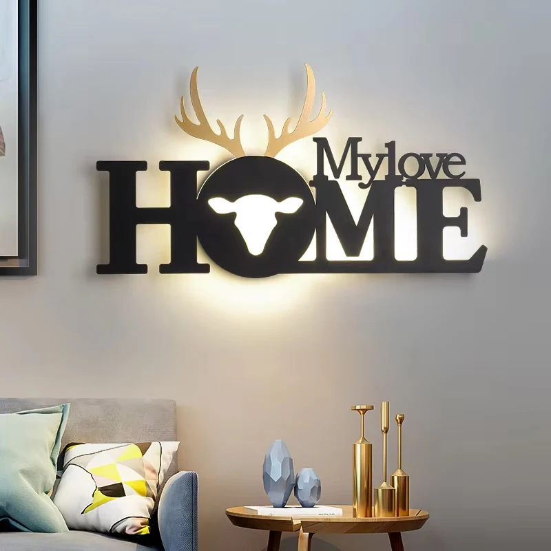 

Nordic Iron LED Wall Lamp Creative Background Wall Light Modern Minimalist Bedroom Bedside Light Staircase Aisle Corridor Sconce