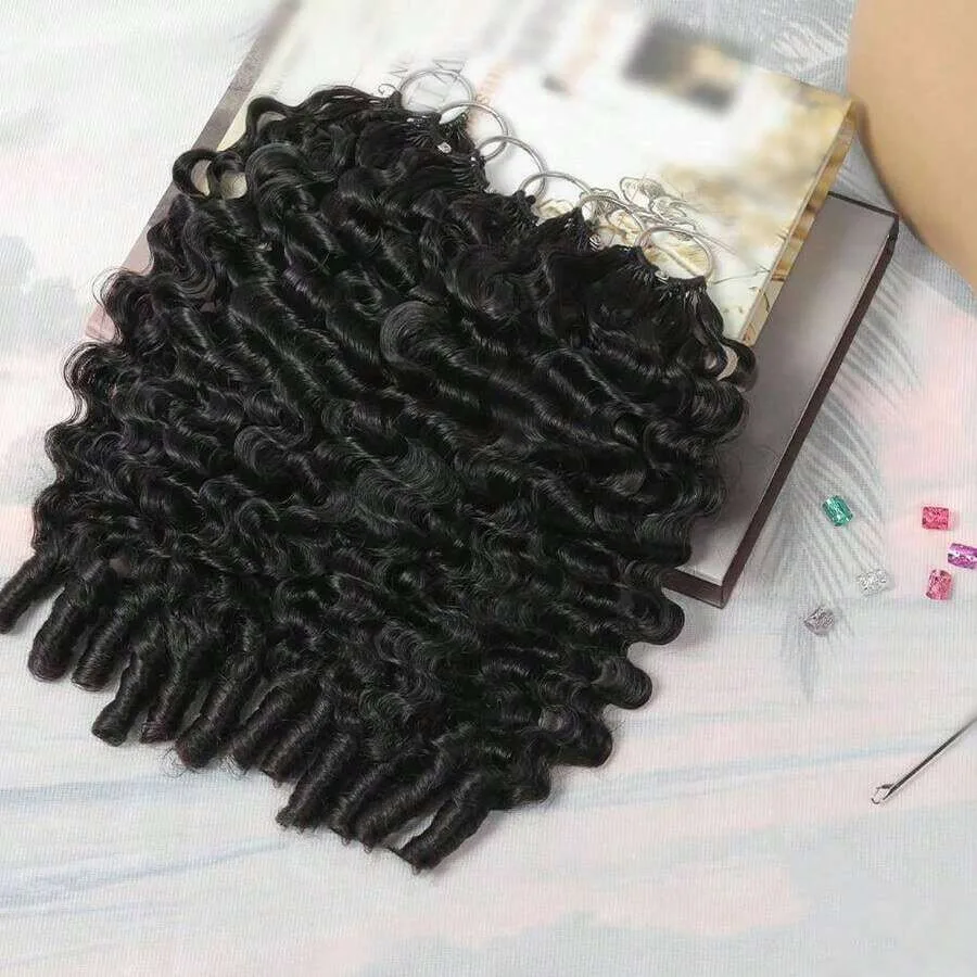 Burmese Curly Feather Hair Extensions Human Hair Invisible Feather Bundles Natural Curly Remy Hair Extensions For Women