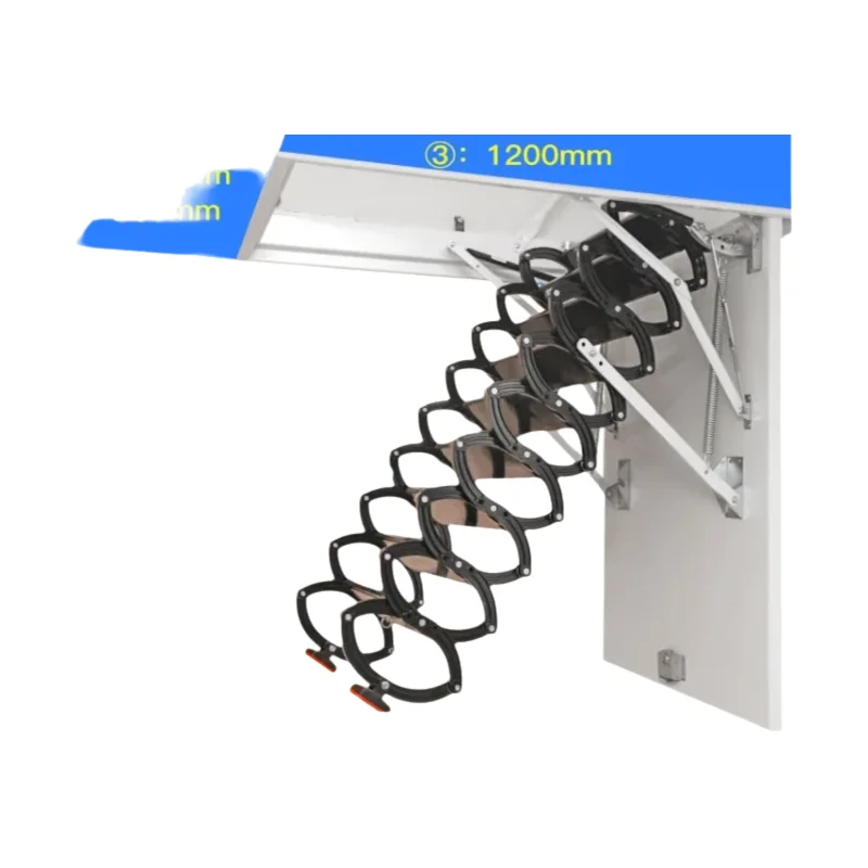 Telescopic Ladder Semi-automatic Titanium Magnesium Carbon Steel Villa Household Indoor Lifting Folding Ladder