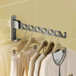 Black Stainless Steel Wall-Mounted Clothes Hanger Durable Folding Home Balcony Storage Hanger Closet Retractable Hook