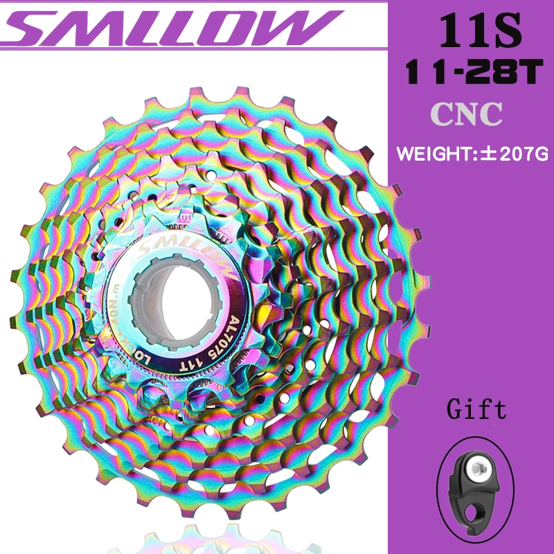 SMLLOW Rainbow Color Folding Bike Cassette Freewheel Sprocket CNC 11S 11-28T 11-34T Road Bicycle Flywheel