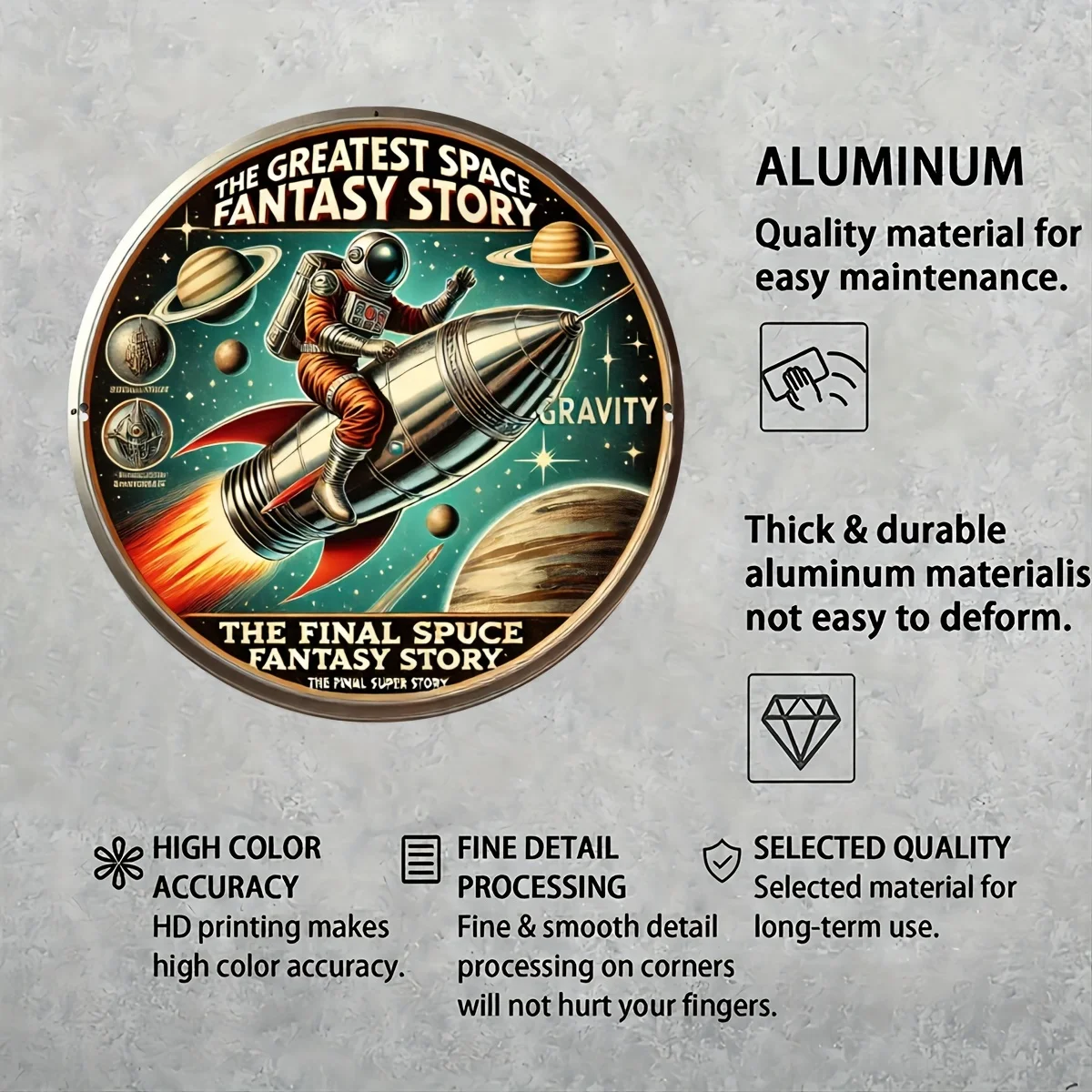 1pc Retro Aluminum Space-Themed Foil Carving Plaque, Durable Wall & Window Hanging Decor for Home, Bar, Kitchen, Garden, view 4