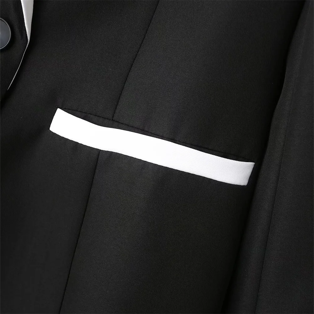 2024ZAR * Spring/Summer New Women\'s Style Versatile Slimming Casual Black and White Color Block Suit Coat