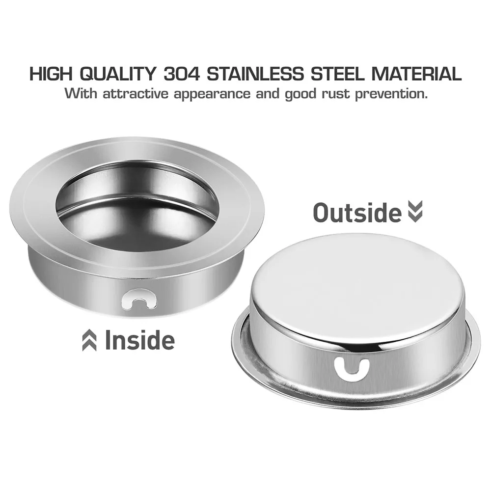 

8 Pcs Craftsmanship Stainless Steel Invisible Pull Handles Flush Door Closet Drawer Grips Accessories