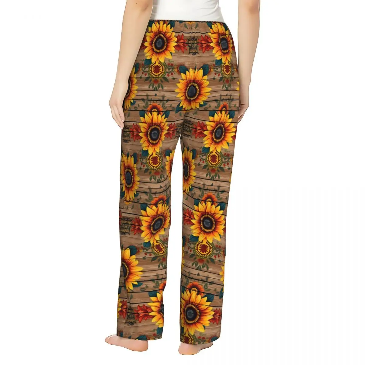 Pantaloni del pigiama con stampa personalizzata girasole Art pantaloni da notte da donna con tasche