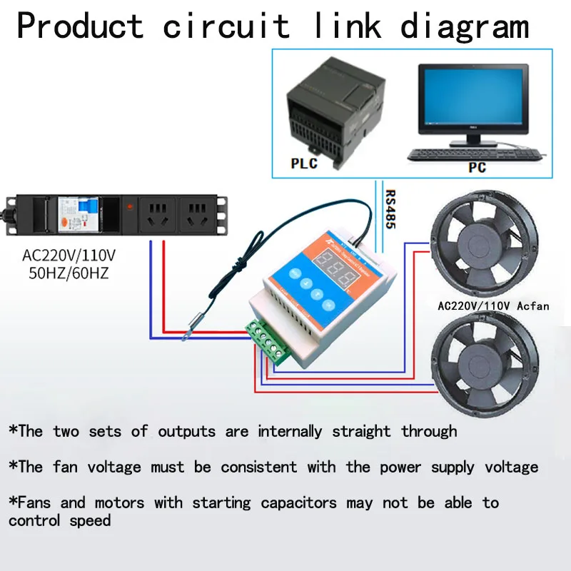 AC220V/110V Cabinet Temperature Control Heating AC Fan Motor Speed Control Dimming Temperature Control RS485 Communication