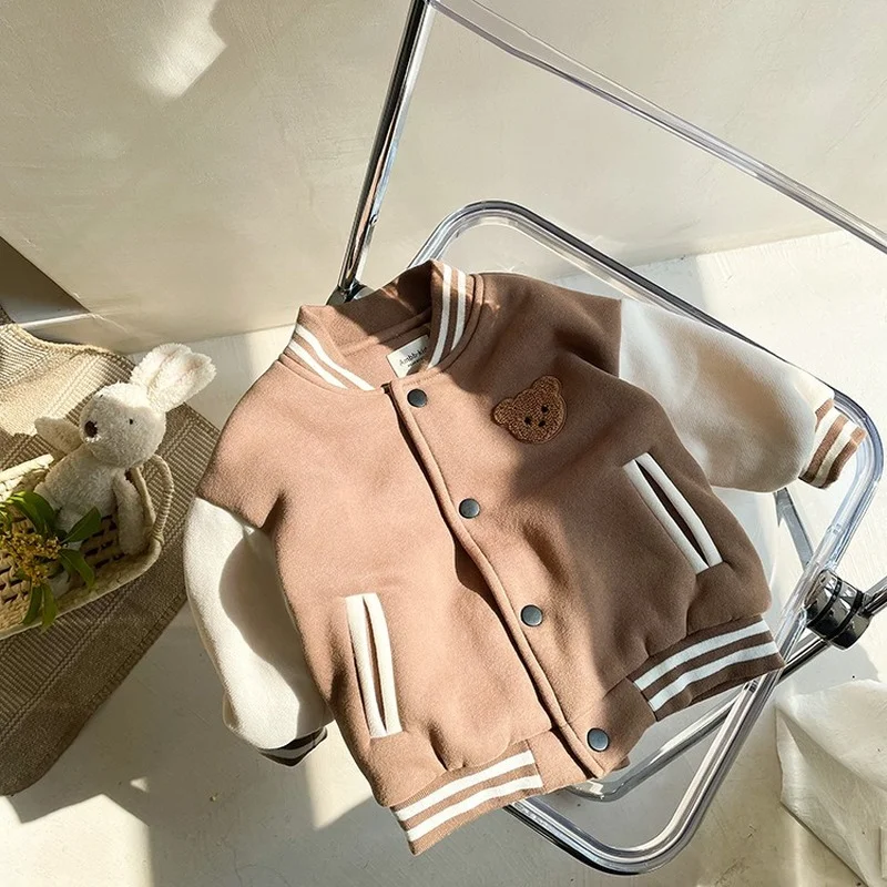 

Baby Jacket Casual Baseball Uniform Outerwear Kids Coat Toddler Infant Baby Boys Girls Clothes Cute Fleece Winter Warm