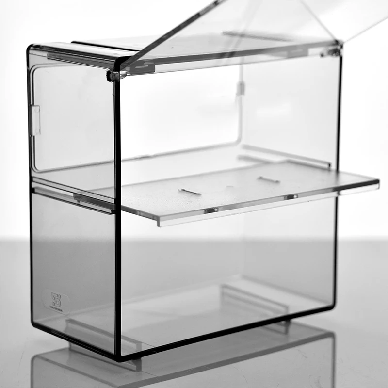1 Set Double Layer Small Scale Car Model Display Box Transparent Dustproof Storage Box Large Capacity Desktop Organizer Box