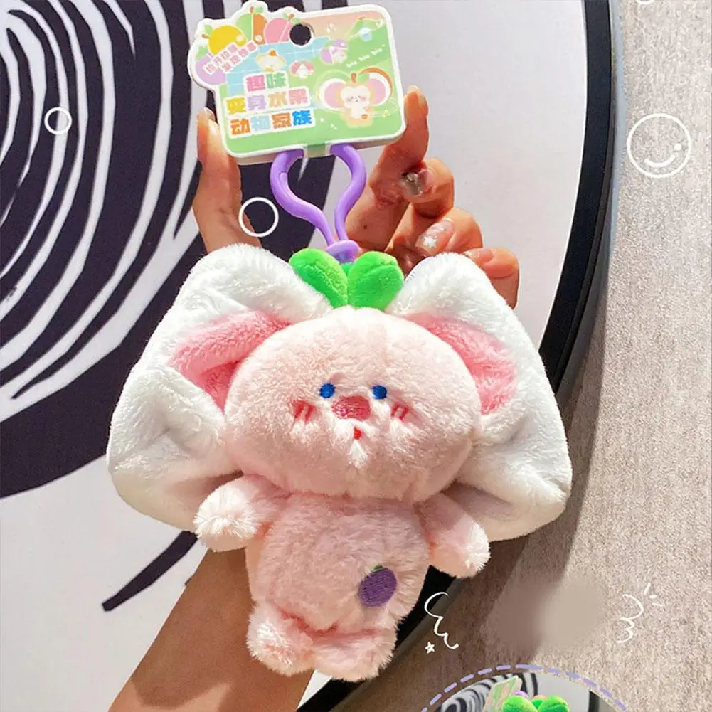 Open The Fruit, Animal, Bunny Cartoon, Cute Plush Doll Keychain To Give Friends Small Gifts, Schoolbag Pendant With Zipper