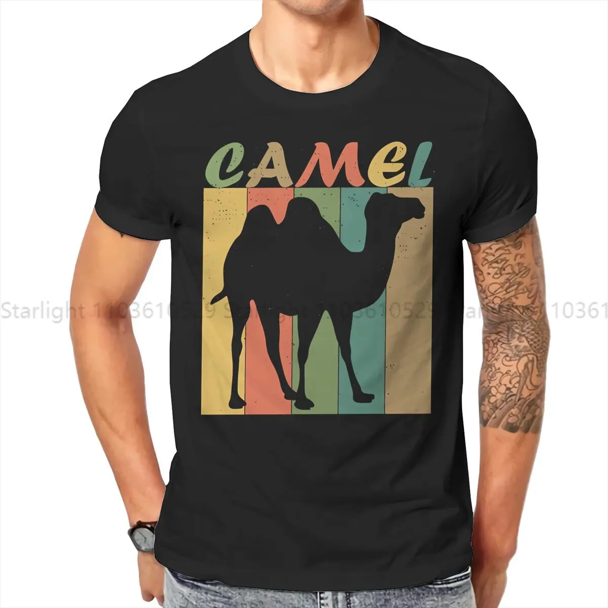 Camel Creative TShirt for Men Retro Round Collar T Shirt Distinctive Gift OutdoorWear