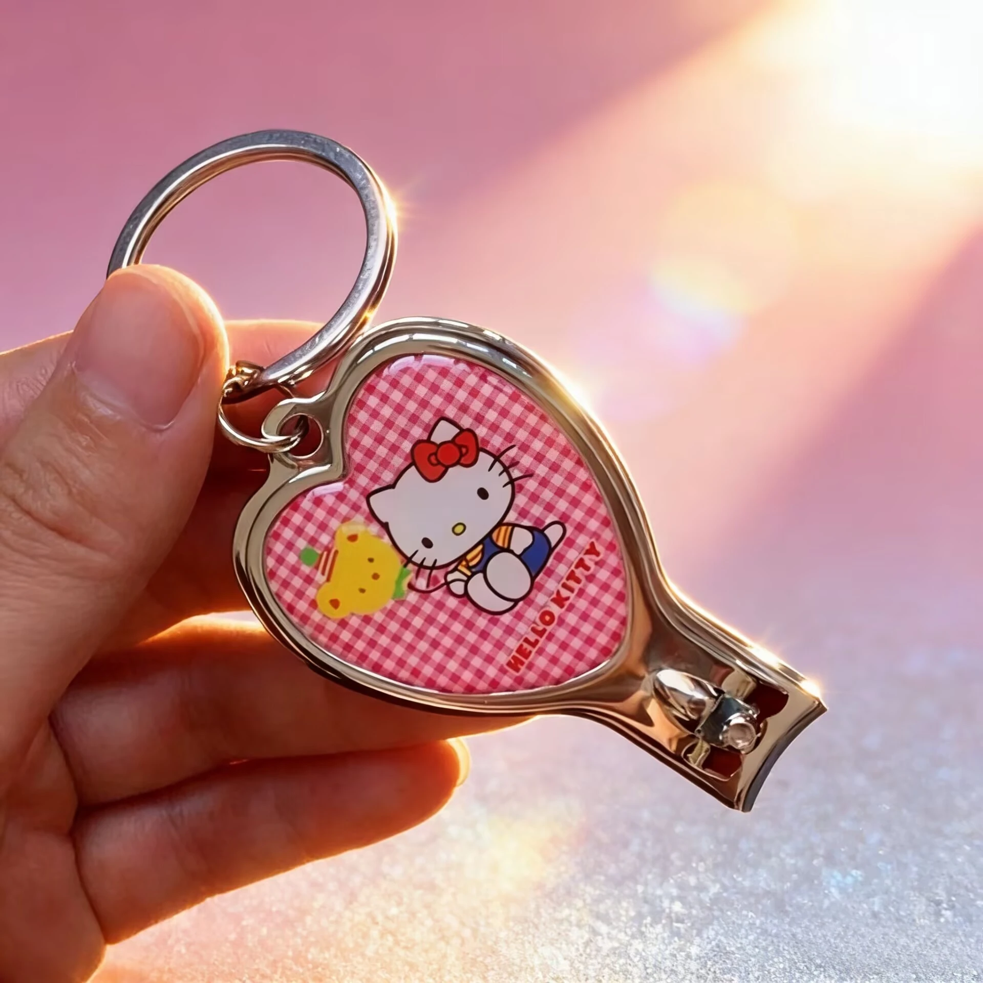 Cortador de Unhas Hello Kitty com Chaveiro, Abridor de Garrafas Portátil, Faca de Unhas em Formato de Desenho Animado