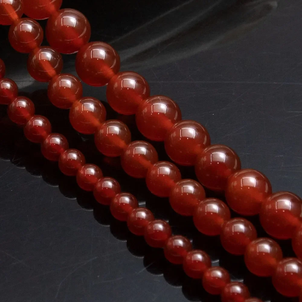 الطبيعية العقيق الأحمر الخرز ستراند 4/6/8/10/12 مللي متر السلس شكل دائري DIY بها بنفسك صنع قلادة أساور أقراط اكسسوارات جودة عالية #5