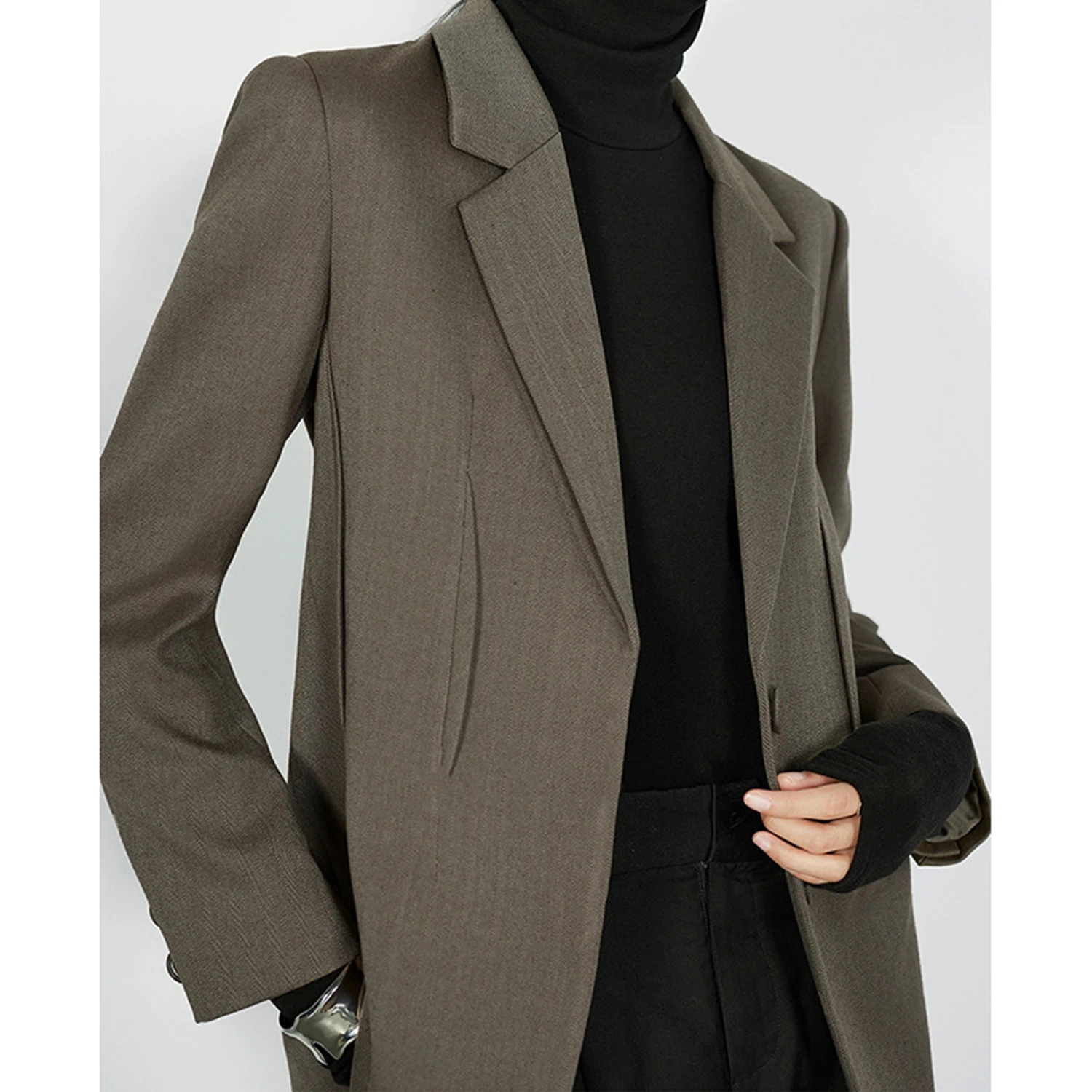 Allingentle Women's Suit Coat Fashion Flat Collar Blazer 2-Button Jacket for Casual Office Customize